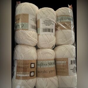 Crafters Square Acrylic Crafting Yarn Creamy White Lot of 6 Skeins